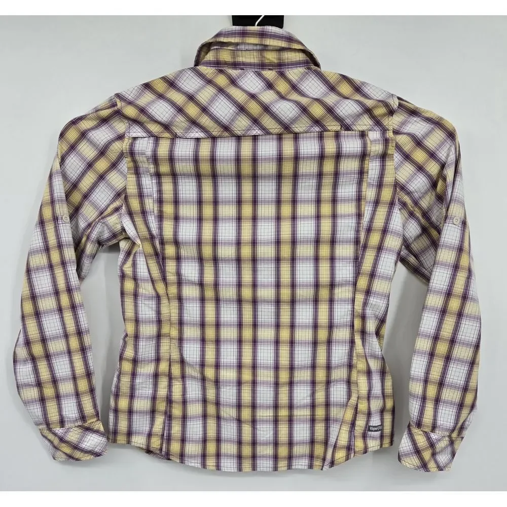 The North Face Shirt Women's L Plaid Vented Capped Vapor Wick Hiking Zip Pocket - Picture 4 of 9